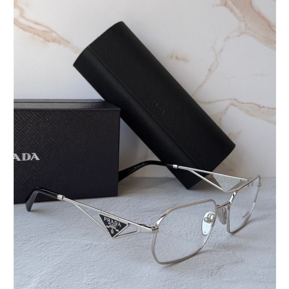 NEW Prada PR A53V Silver Hexagon Unisex Eyeglasses Frames - Picture 1 of 8